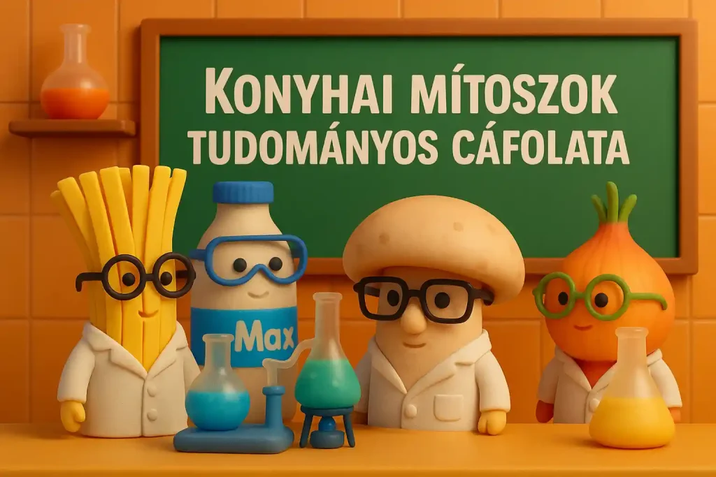 Gomba, tej és hagyma tudósként kísérleteznek egy konyhában