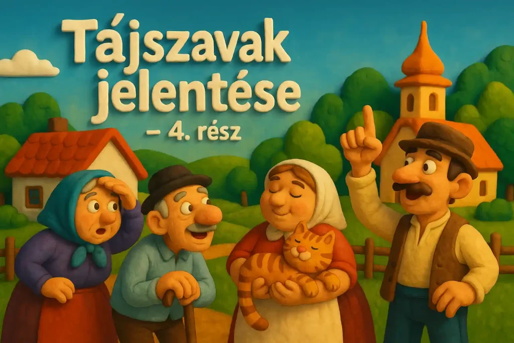 Magyar falusi emberek tájszavakat használva beszélgetnek.