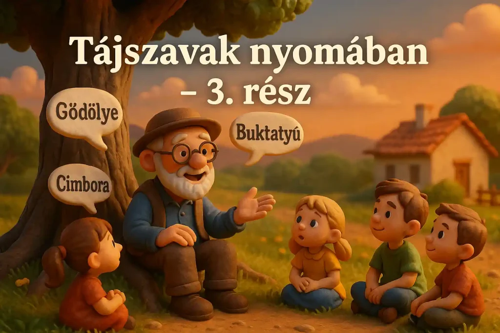 Mesélő nagypapa és gyerekek régi magyar szavakat tanulnak