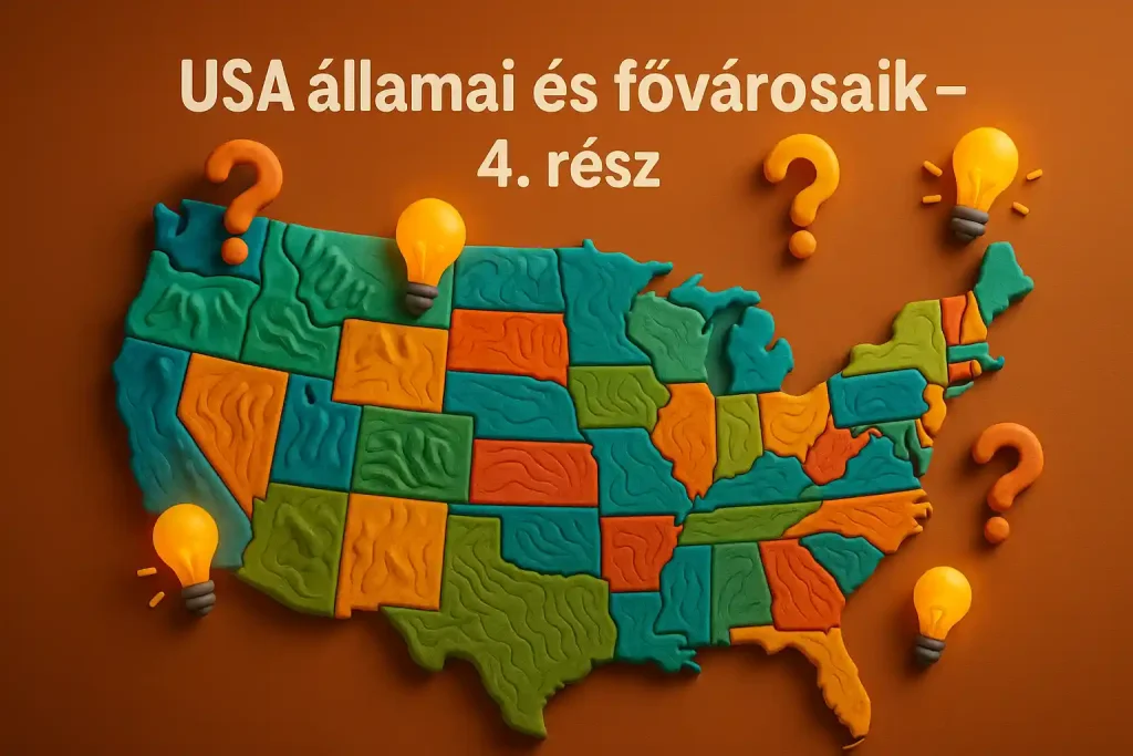 USA térképes kvíz színes 3D illusztrációval
