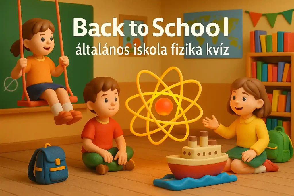 Gyerekek iskolai fizika kísérletekkel, játékos jelenetben