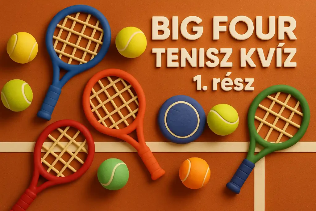 Négy teniszütő és négy teniszlabda clay stílusban, Big Four szimbólum