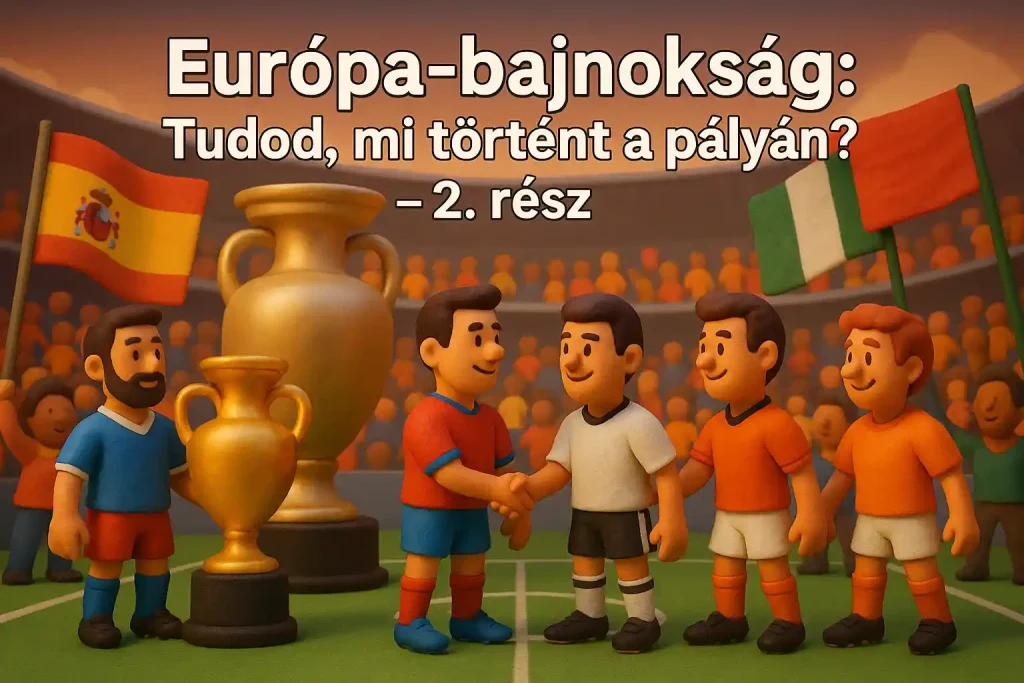 Európa-bajnokság legendás pillanatai színes illusztrációban