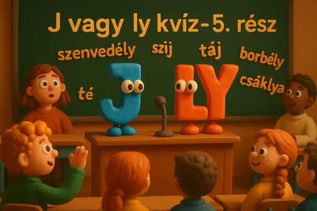 J vagy ly kvíz illusztráció egy játékos tantermi jelenettel
