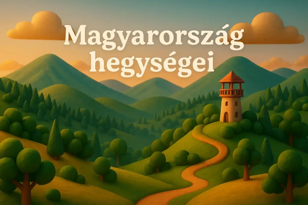 Magyarország hegységei kilátóval és erdős panorámával