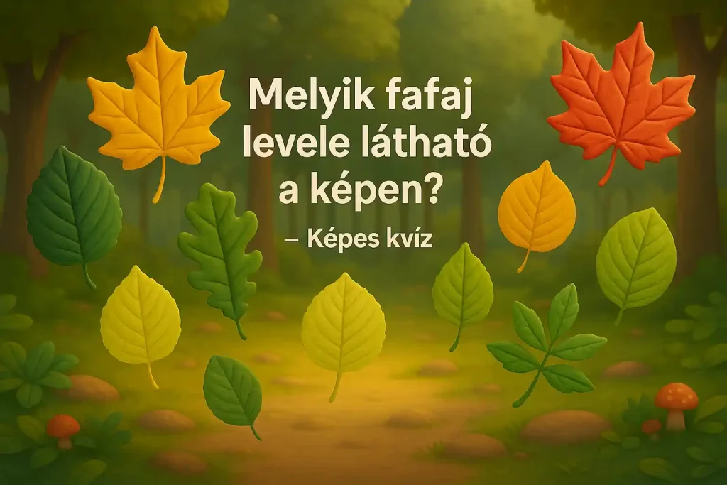 Különböző fafajok levelei színes illusztráción