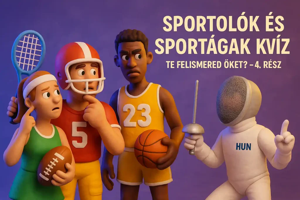 Sportolók különböző sportágakból játékos jelenetben