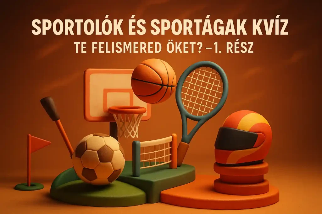 Sporteszközök kreatív agyagszerű illusztrációja sportkvízhez