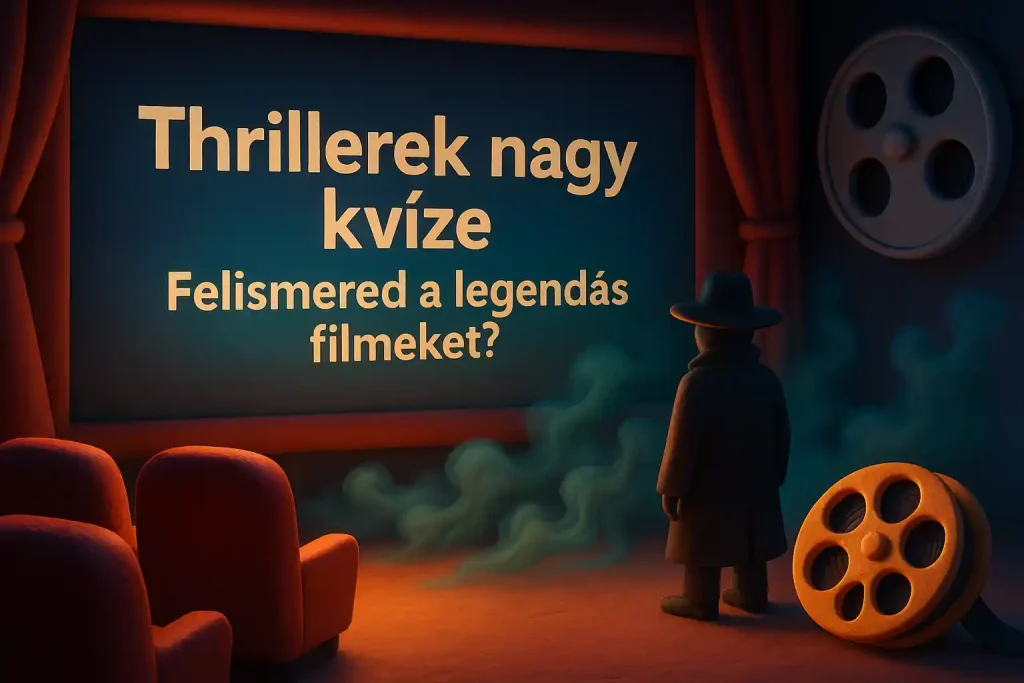 Thrillerek nagy kvíze – ikonikus filmes jelenetek Cím: Thrillerek nagy kvíze illusztráció