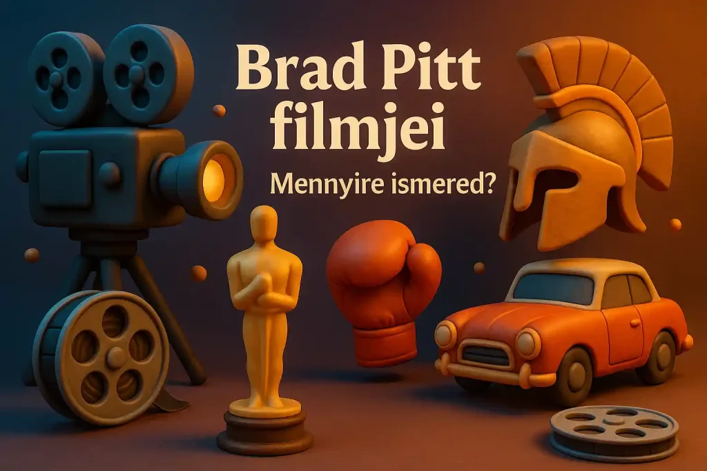Filmes szimbólumok kollázsa Brad Pitt filmjeihez