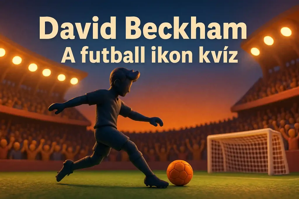 Futball ikon kvíz illusztráció stadionnal és játékossal