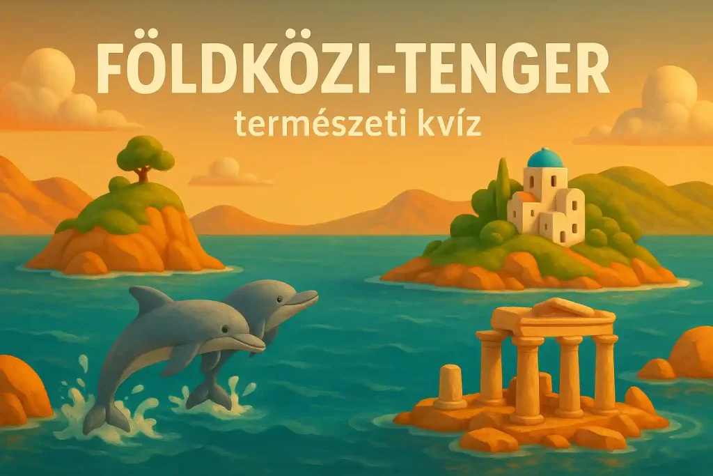 Földközi-tenger érdekességeit bemutató illusztráció kvízhez