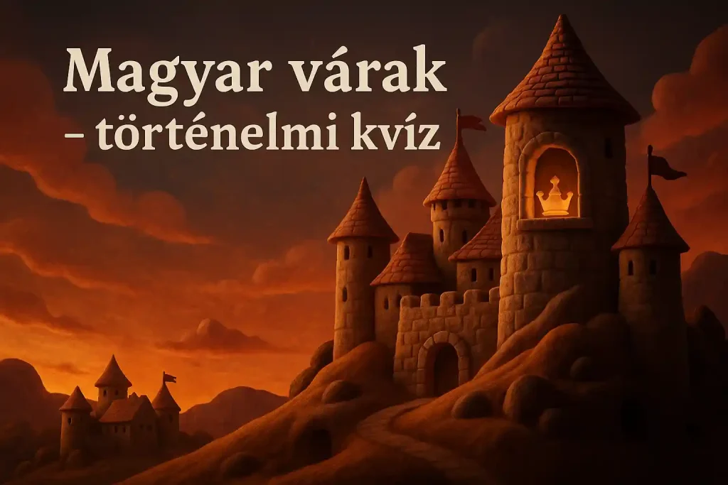 Magyar várak történelme illusztráció várral és koronával