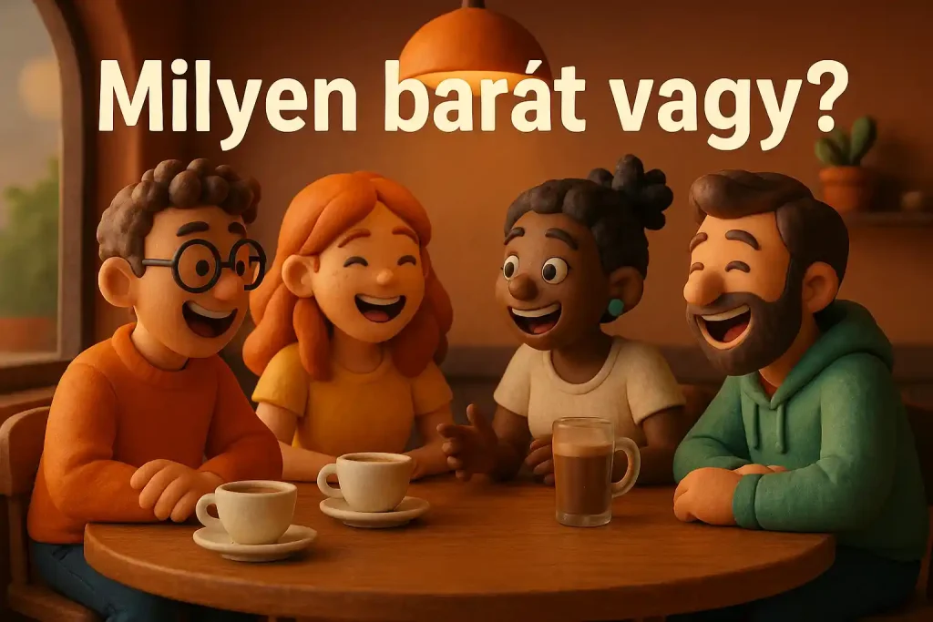 Barátok nevetnek kávézóban – Milyen barát vagy?