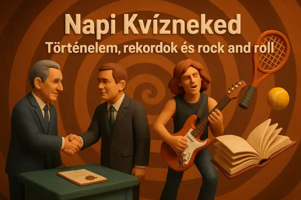 Napi Kvízneked történelem, rekordok és rock and roll illusztráció