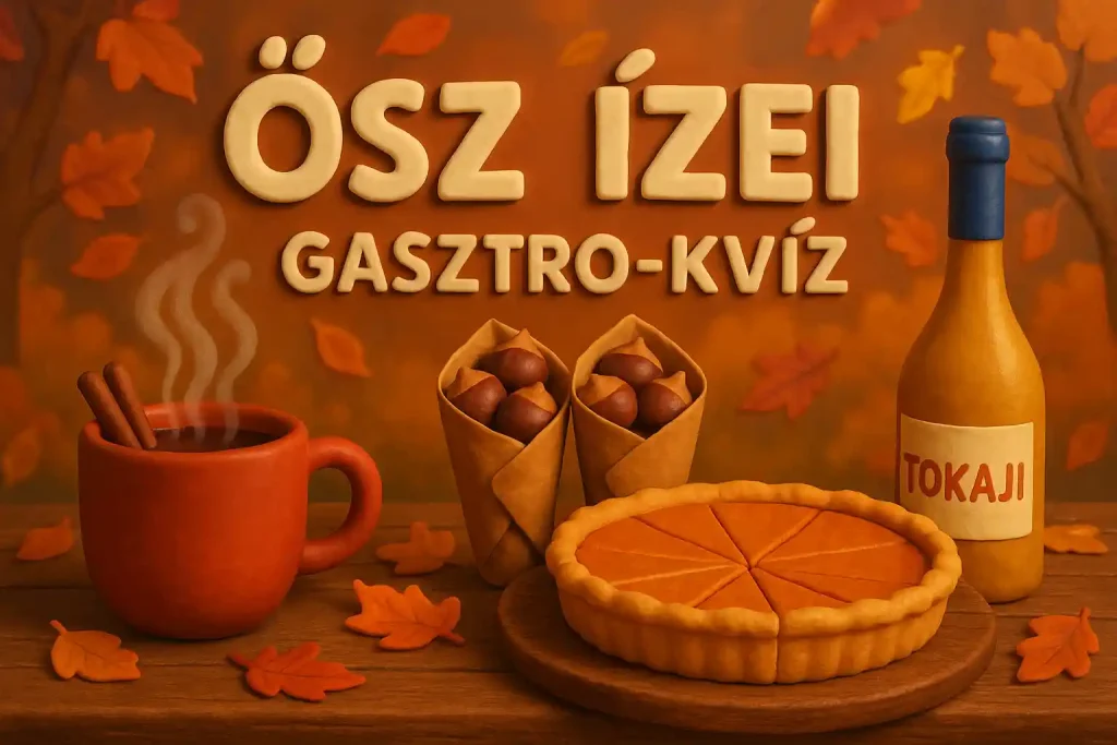 Őszi gasztro hangulat illusztráció forralt borral és gesztenyével