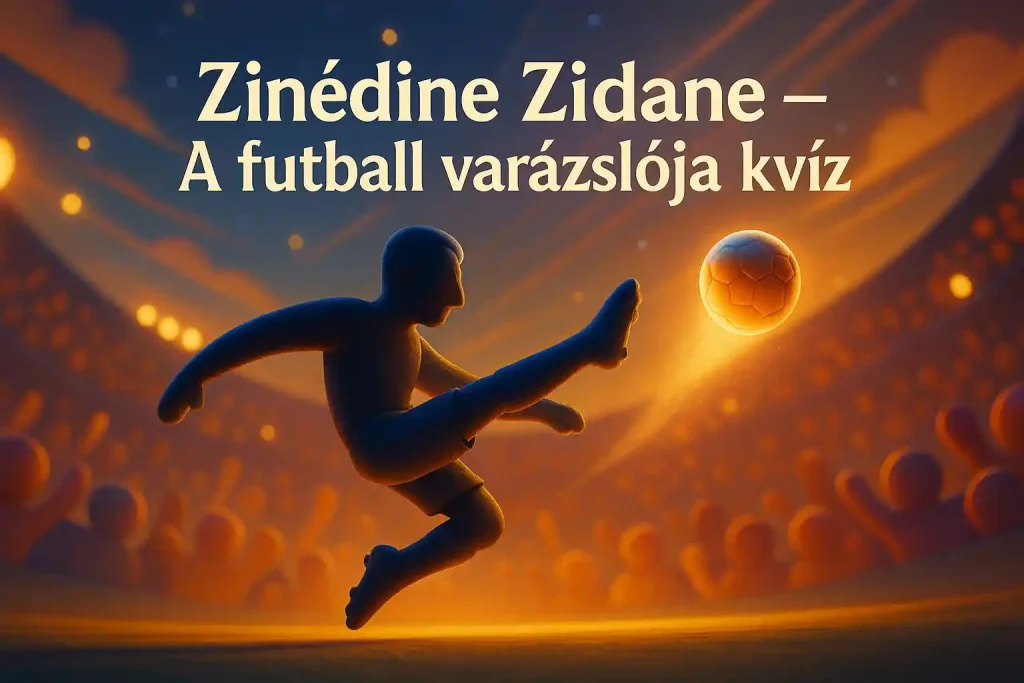 Futball varázslatos pillanatát ábrázoló illusztráció kvízhez