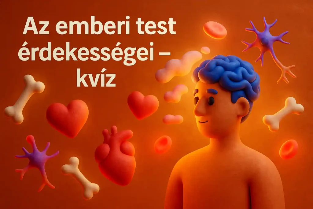 3D illusztráció emberi aggyal, szívvel és csontokkal – Az emberi test érdekességei