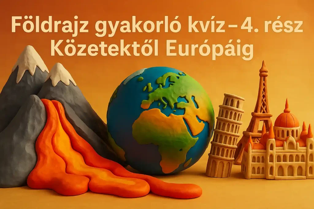 Európai táj kőzetekkel és földrajzi elemekkel