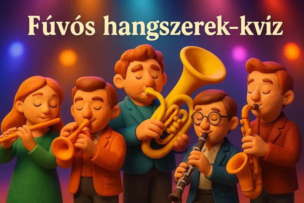 Fúvós hangszerek – fuvola, klarinét és trombita egy illusztráción