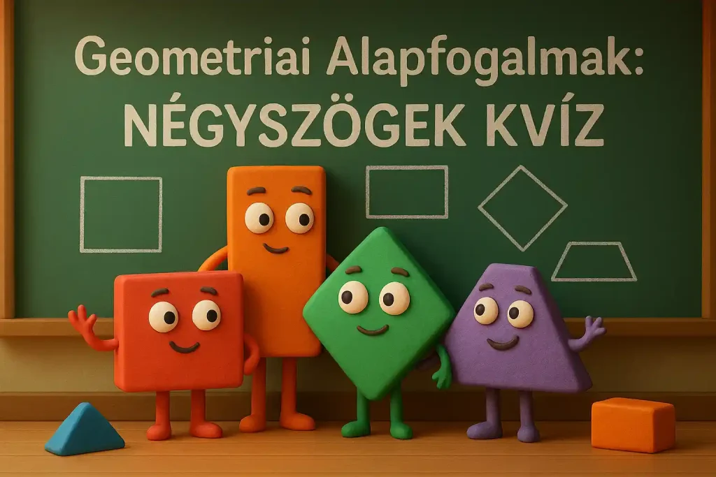 Színes geometriai formák 3D illusztrációban – négyszögek tanuláshoz