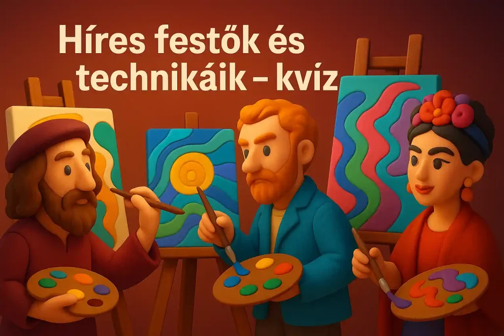 Stilizált illusztráció híres festők technikáiról – 3D művészeti jelenet