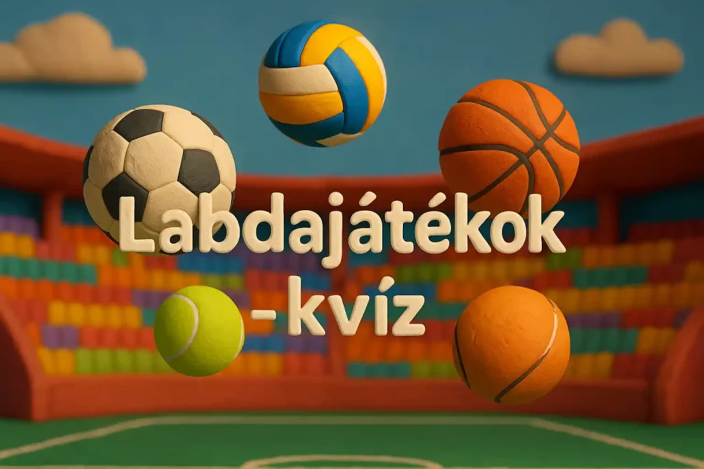 Labdajátékok kvíz – színes sportos illusztráció