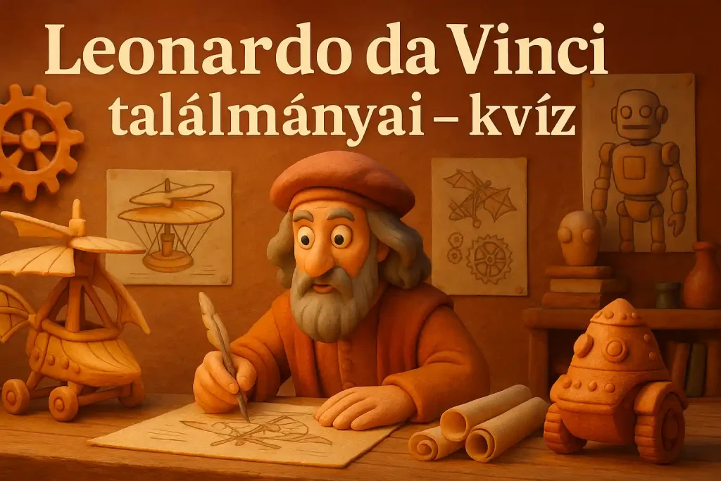 Leonardo da Vinci műhelyében életre kelnek a híres találmányok.