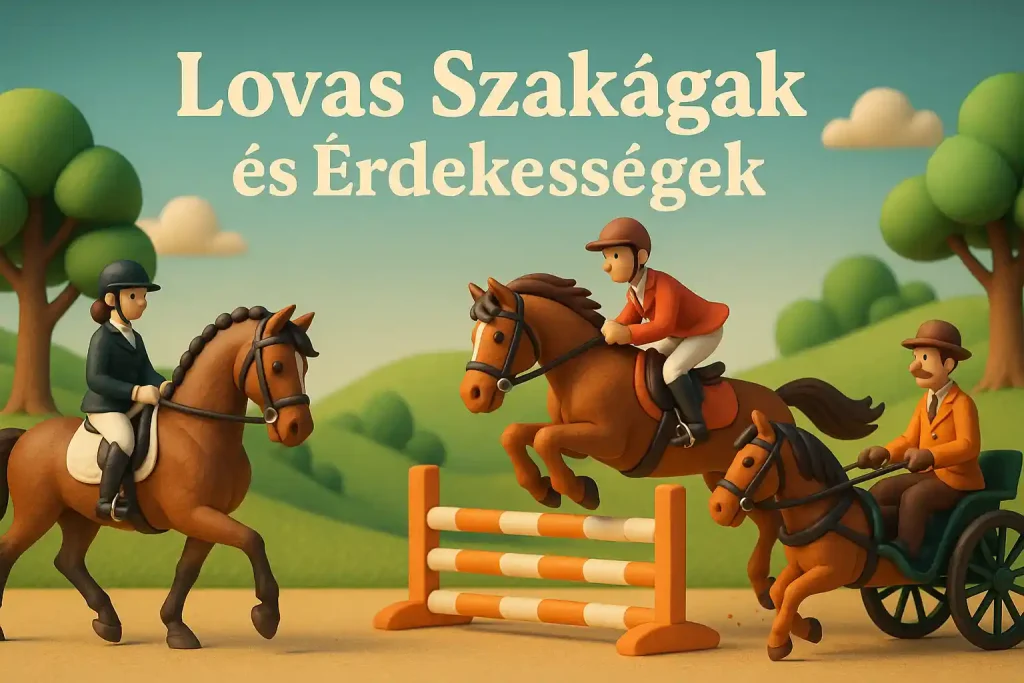 Lovas szakágak – díjlovaglás, tereplovaglás és fogathajtás illusztráció
