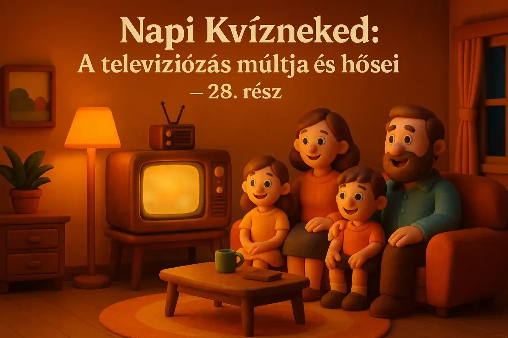Nosztalgikus magyar nappali vintage televízióval és meleg fényekkel