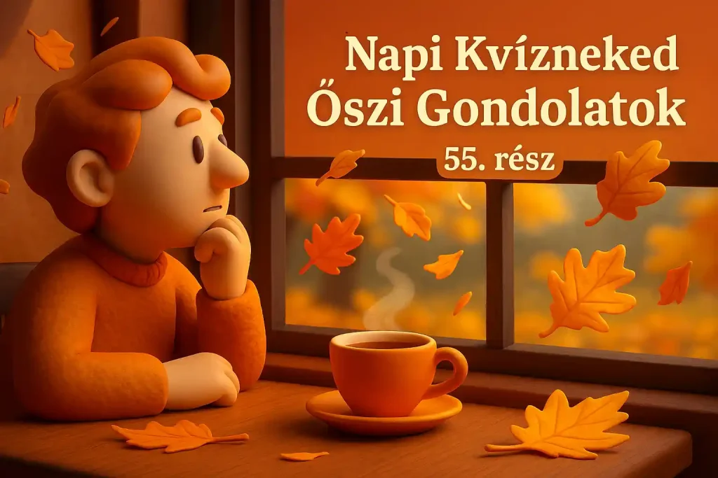 Őszi gondolatok illusztráció teával és falevelekkel