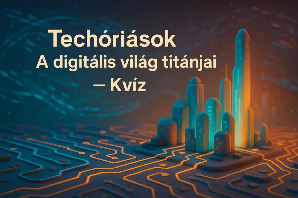 Digitális város látványa – Techóriások kvíz illusztráció