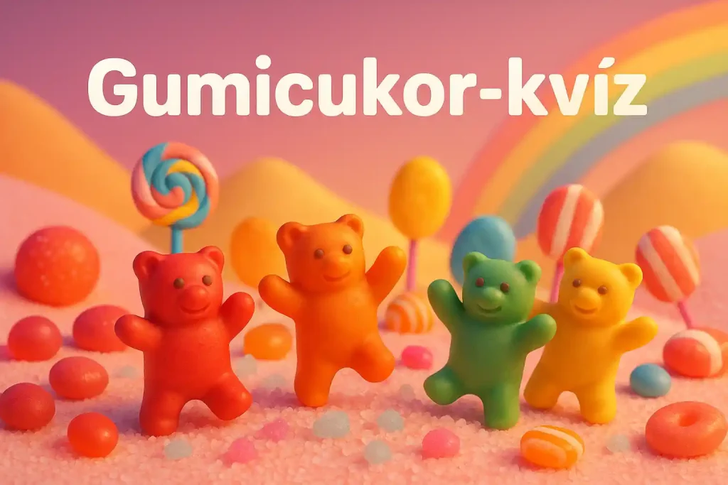 Színes gumicukrok és medvék egy játékos cukorvilágban
