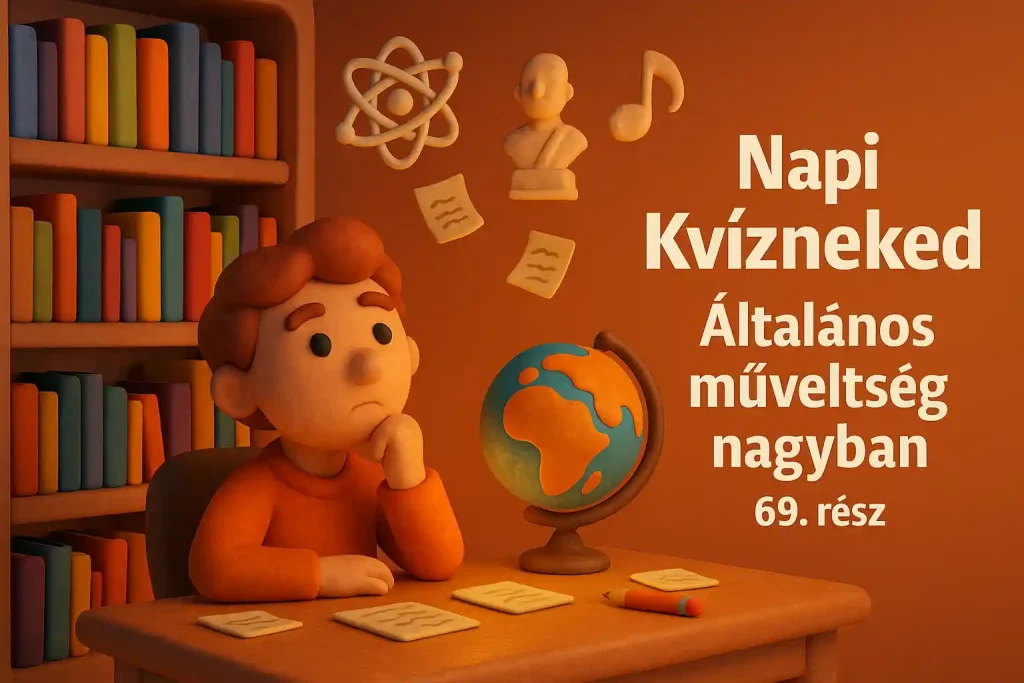 Általános műveltség kvíz színes, játékos illusztrációval a Napi Kvízneked sorozathoz