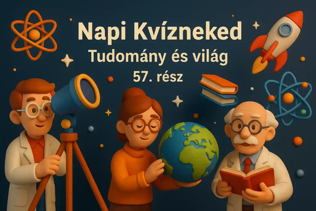 Tudomány és világ kvíz illusztráció földgömbbel és tudós figurákkal