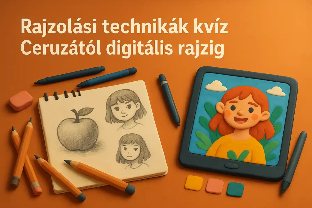 Rajzolási technikák kvíz ceruzától digitális rajzig, hagyományos és digitális eszközökkel