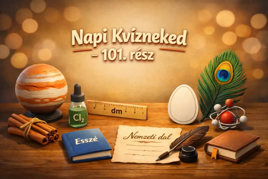 Vegyes kvíz hero kép 10 témát jelképező tárgyakkal, Napi Kvízneked 101. rész.
