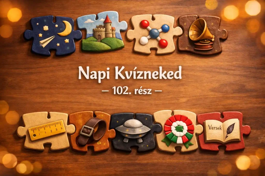 Vegyes műveltségi kvíz hero kép puzzle-darabokból összeálló tudásmozaikkal.