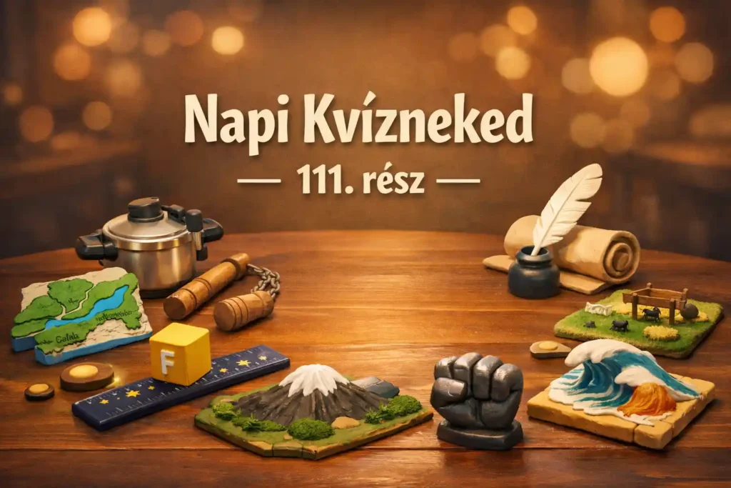 Tudásmix kvíz 111. rész hero kép tárgyakkal földrajzhoz, tudományhoz és érdekességekhez.