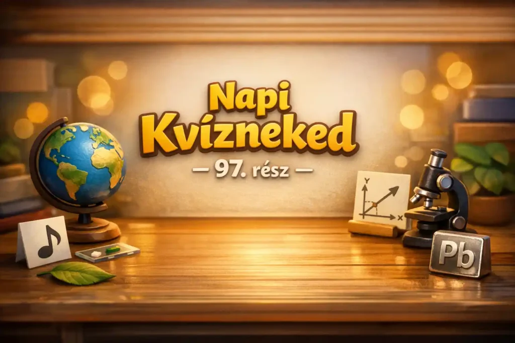 Vegyes műveltségi kvíz 97. rész – jelképes tudáspróba illusztráció asztali tárgyakkal.