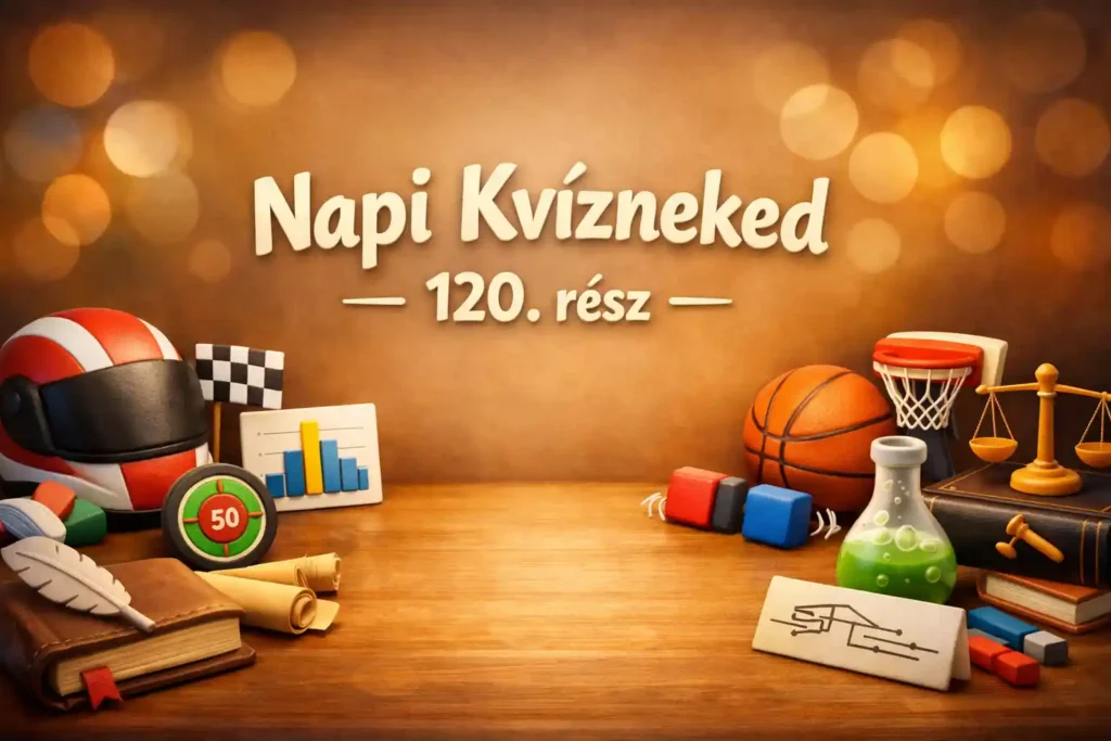 Hétköznapi tudáspróba hero kép sport, tudomány és kultúra témájú ikonokkal.