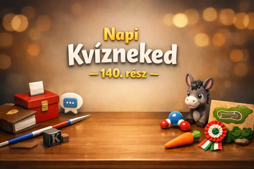Vegyes kvíz hero kép Napi Kvízneked – 140. rész felirattal, műveltségi témájú asztali kellékekkel.