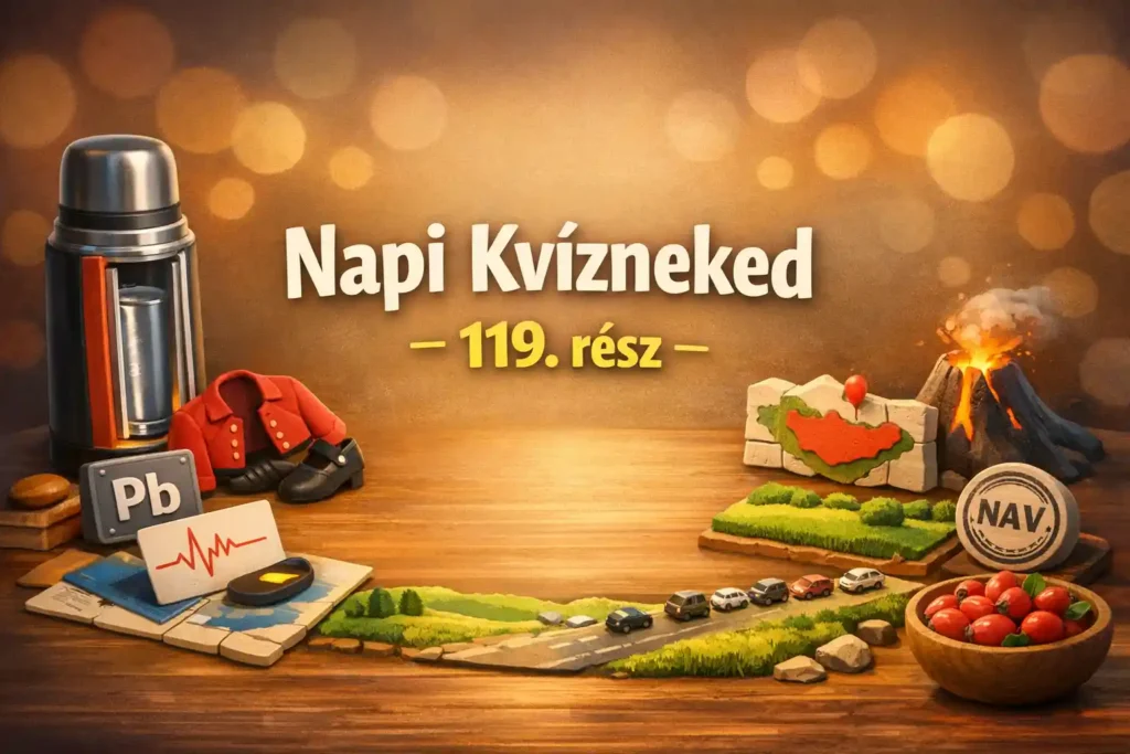 Vegyes kvíz hero kép termosz, vulkán és földrajz motívumokkal – Napi Kvízneked 119. rész.