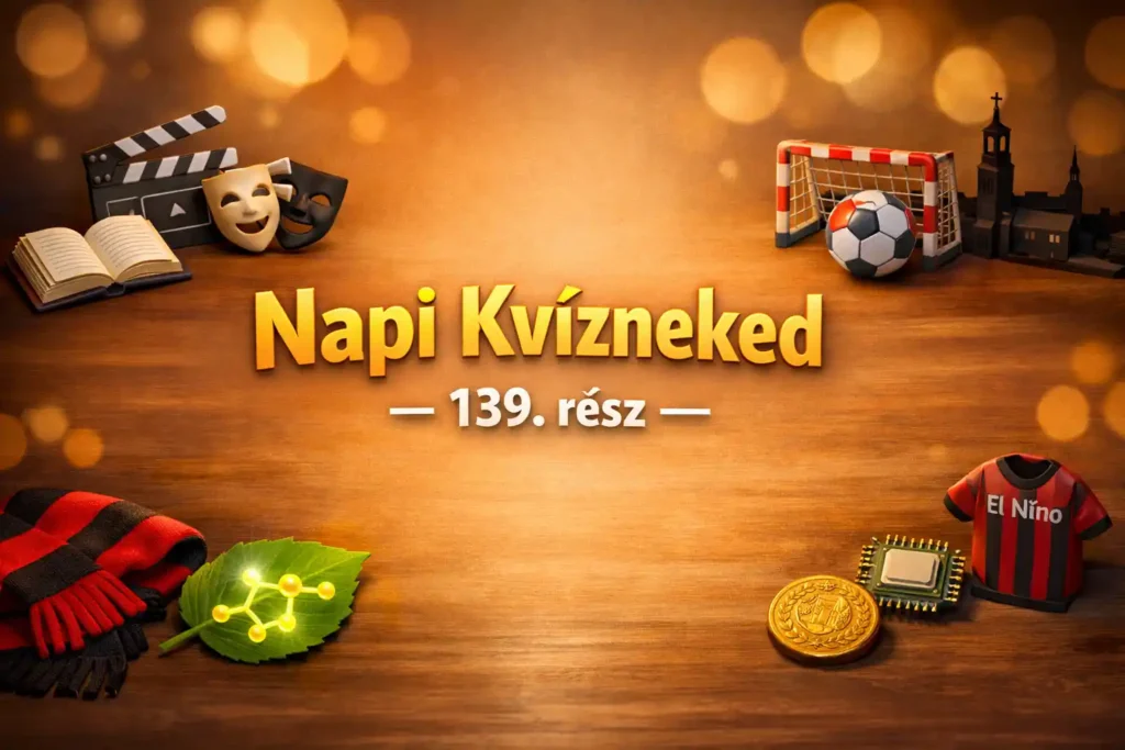 Vegyes kvíz hero kép – Napi Kvízneked 139. rész, jelképes tudáspróba tárgyakkal a széleken.