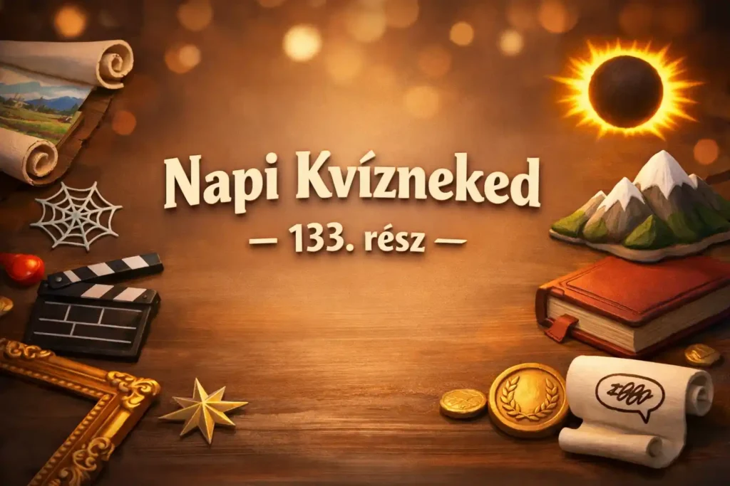 Vegyes kvíz hero kép tárgyakkal: kultúra, irodalom, földrajz, történelem és tudomány jelképei.