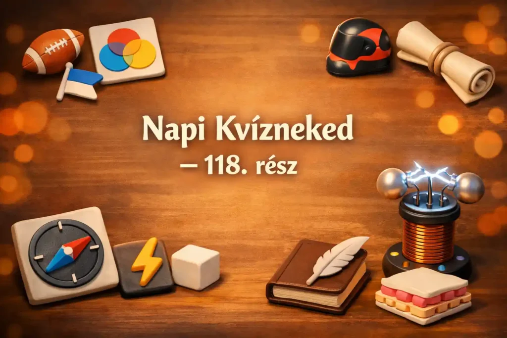 Vegyes kvíz 118. rész – szimbólumokkal kirakott asztali csendélet, üres hellyel a címnek.