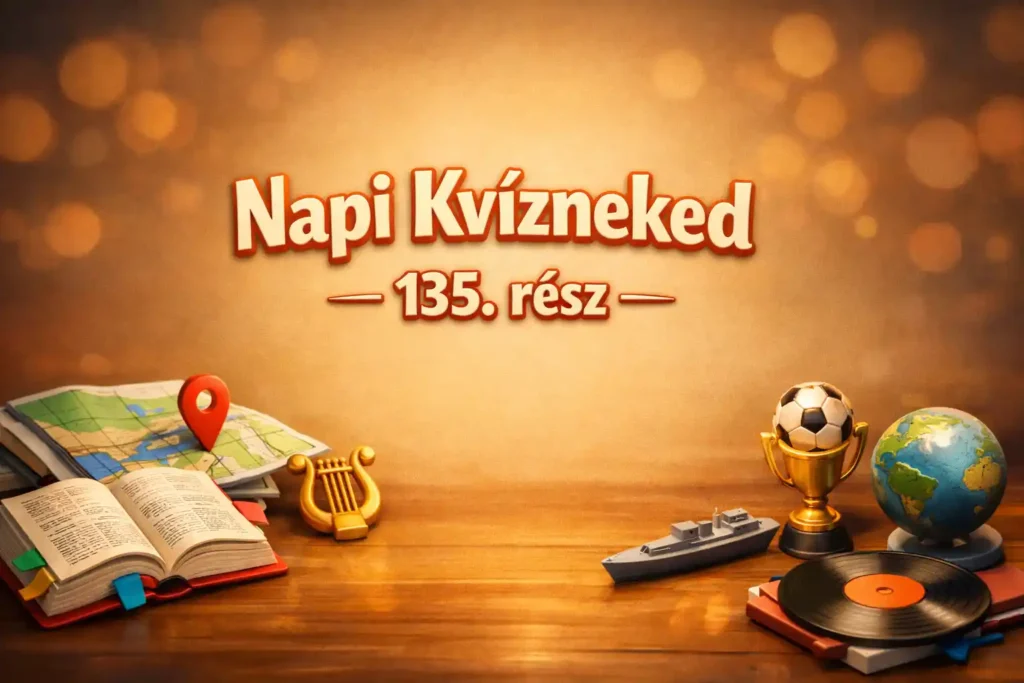 Vegyes kvízhez készült asztali csendélet térképpel, szótárral, legendás utalásokkal és tudáspróba-hangulattal.