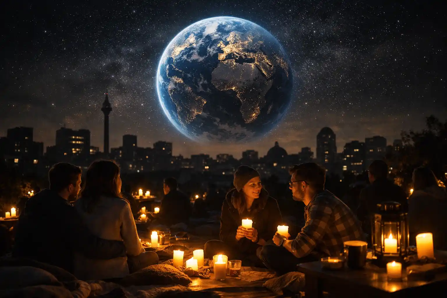 Esti városkép lekapcsolt fényekkel, Föld órája kvíz