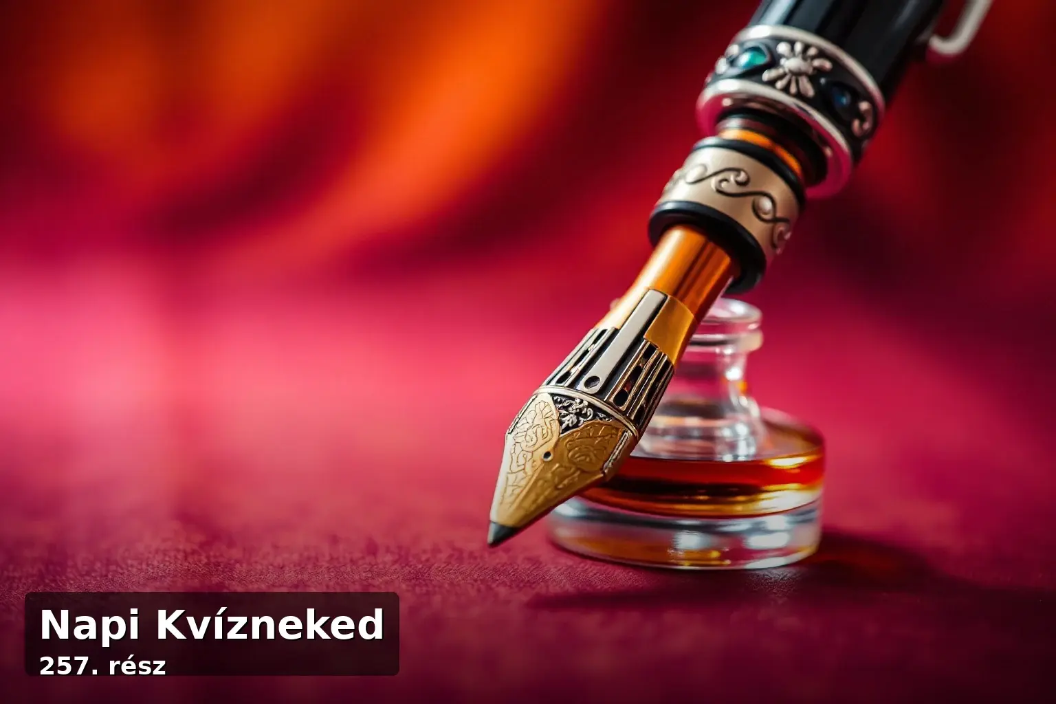 Vegyes kvíz díszes tollal és tintatartóval