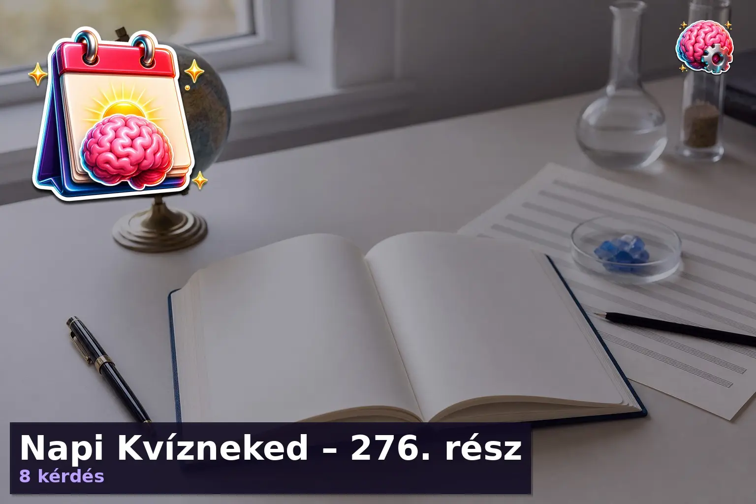 Vegyes kvíz témái egy asztalon